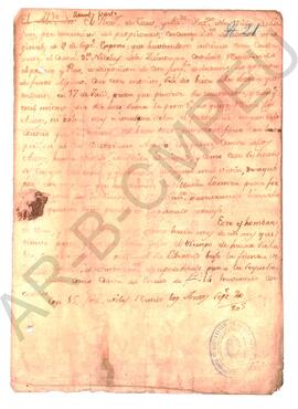 [Autos y vistas de la prisión de Victoriano Araujo en Luján] 1805